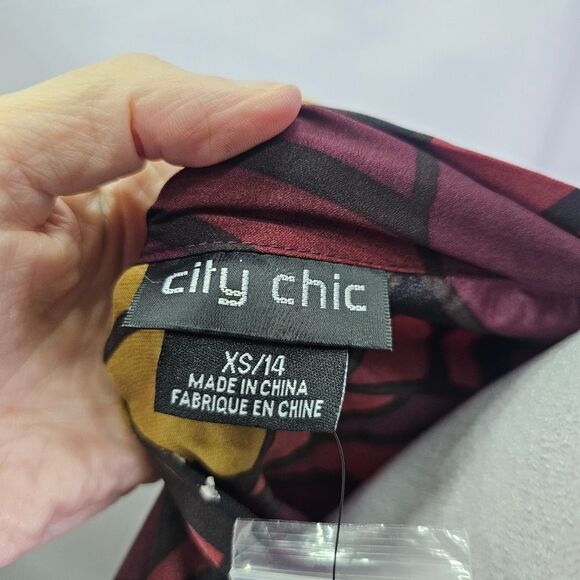 City Chic Vivian High Neck Floral Blouse Size XS/14 - Picture 8 of 12